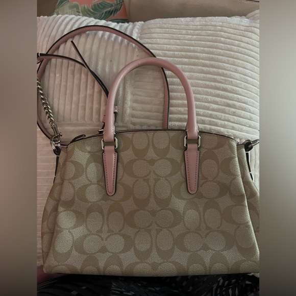 Coach mini sage carryall in signature canvas khaki/carnation new without tags - Picture 7 of 10